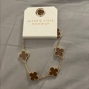 Altar'd State Gold Bracelet with Brown Charms